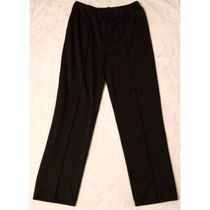 Blair Womens Straight Leg Pleated Pull On Pants Black Elastic Waist 18 w…